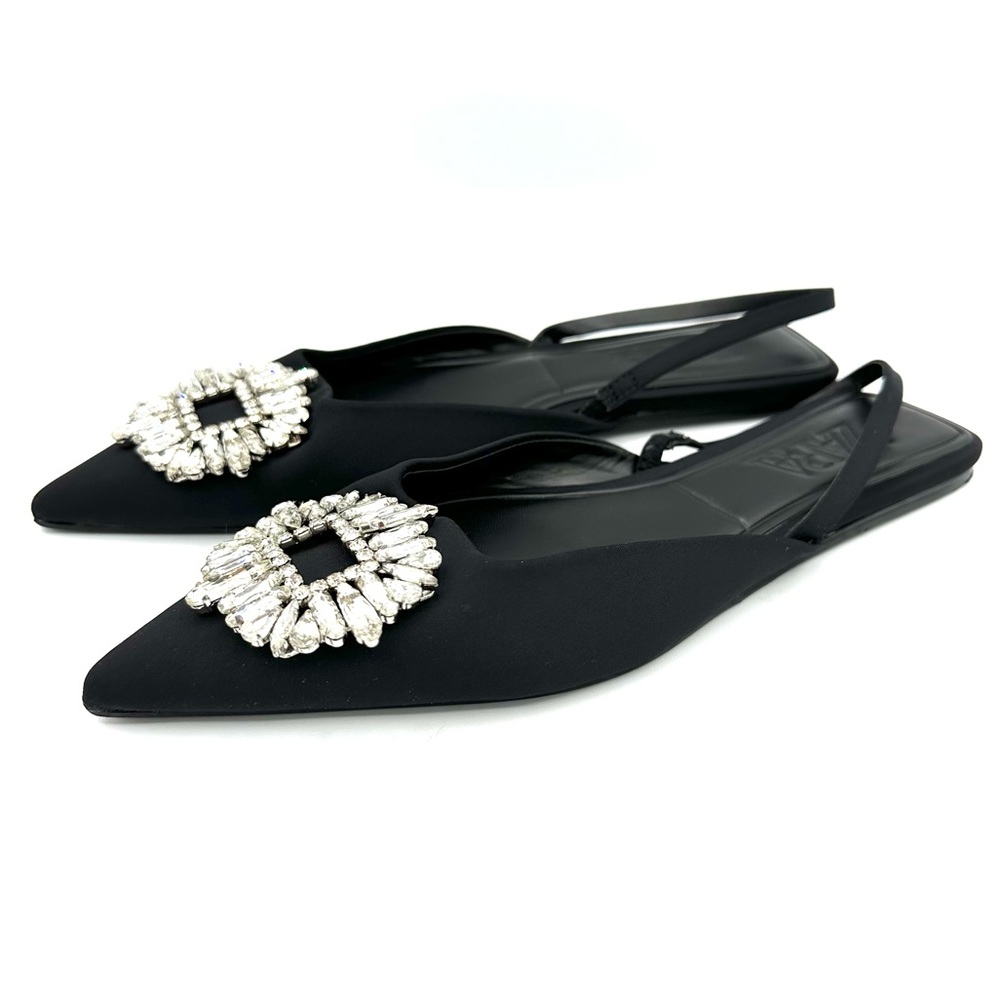 Zara Black Flats with Silver Embellishment